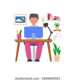 Set up a home office Vector Illustration