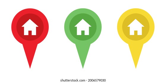 Set Of Home Pointer Icons. Vector Illustration