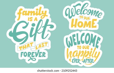 Set of home quote on white background. Photography family overlays. Hand drawn lettering poster for housewarning poster, greeting card, decoration. Vector illustration.