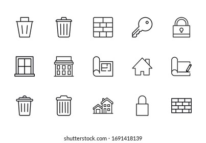 Conjunto de iconos de línea vectorial relacionados con el hogar. Paquete de símbolos lineales Premium. Ilustración vectorial aislada en un fondo blanco. Símbolos web para sitios web y aplicaciones móviles. Diseño moderno. 