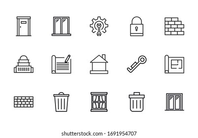 Conjunto de iconos de línea vectorial relacionados con el hogar. Paquete de símbolos lineales Premium. Ilustración vectorial aislada en un fondo blanco. Símbolos web para sitios web y aplicaciones móviles. Diseño moderno. 