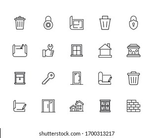Set of home related vector line icons. Premium linear symbols pack. Vector illustration isolated on a white background. Web symbols for web sites and mobile app. Trendy design. 