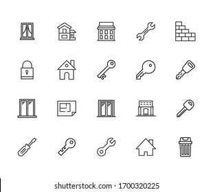 Set of home related vector line icons. Premium linear symbols pack. Vector illustration isolated on a white background. Web symbols for web sites and mobile app. Trendy design. 