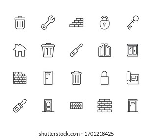 Conjunto de iconos de línea vectorial relacionados con el hogar. Paquete de símbolos lineales Premium. Ilustración vectorial aislada en un fondo blanco. Símbolos web para sitios web y aplicaciones móviles. Diseño moderno. 