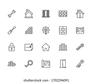 Set of home related vector line icons. Premium linear symbols pack. Vector illustration isolated on a white background. Web symbols for web sites and mobile app. Trendy design. 