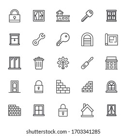 Set of home related vector line icons. Premium linear symbols pack. Vector illustration isolated on a white background. Web symbols for web sites and mobile app. Trendy design. 