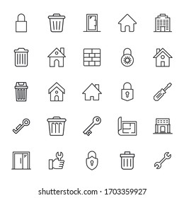 Conjunto de iconos de línea vectorial relacionados con el hogar. Paquete de símbolos lineales Premium. Ilustración vectorial aislada en un fondo blanco. Símbolos web para sitios web y aplicaciones móviles. Diseño moderno. 