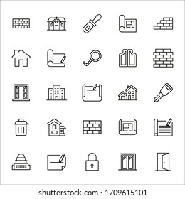 Set von zu Hause bezogenen Vektorgrafik-Symbolen. Premium-Paket mit linearen Symbolen. Vektorgrafik einzeln auf weißem Hintergrund. Web-Symbole für Webseiten und mobile App. Trendloses Design. 