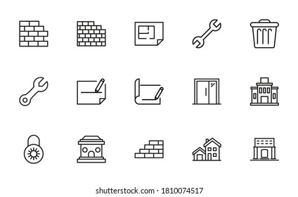 Set of home related vector line icons. Premium linear symbols pack. Vector illustration isolated on a white background. Web symbols for web sites and mobile app. Trendy design.