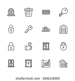 Set of home related vector line icons. Premium linear symbols pack. Vector illustration isolated on a white background. Web symbols for web sites and mobile app. Trendy design.