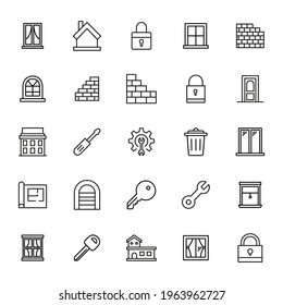 Set of home related vector line icons. Premium linear symbols pack. Vector illustration isolated on a white background. Web symbols for web sites and mobile app. Trendy design.