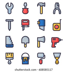 Set of home repair tools icons. Vector illustration