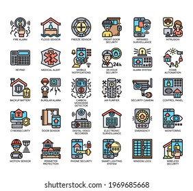 Set of Home Security thin line and pixel perfect icons for any web and app project. 