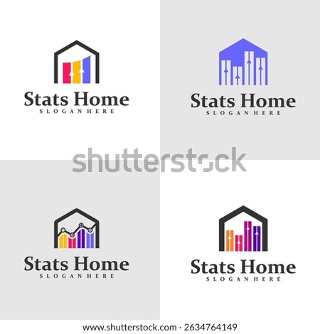 Set of Home Stats logo design concept vector. Stats House Logo Design Template. Creative Symbol. Icon