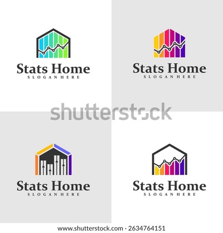 Set of Home Stats logo design concept vector. Stats House Logo Design Template. Creative Symbol. Icon
