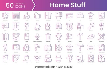 Set of home stuff icons. Gradient style icon bundle. Vector Illustration