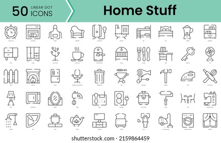 Set of home stuff icons. Line art style icons bundle. vector illustration