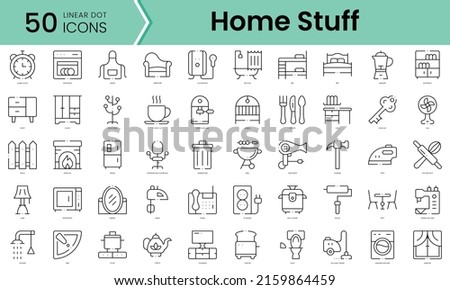 Set of home stuff icons. Line art style icons bundle. vector illustration