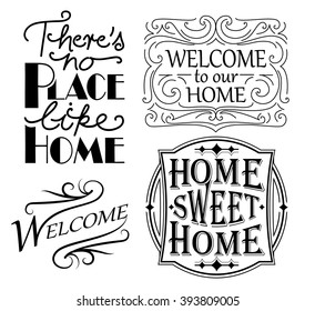 Set of home and welcoming quote designs