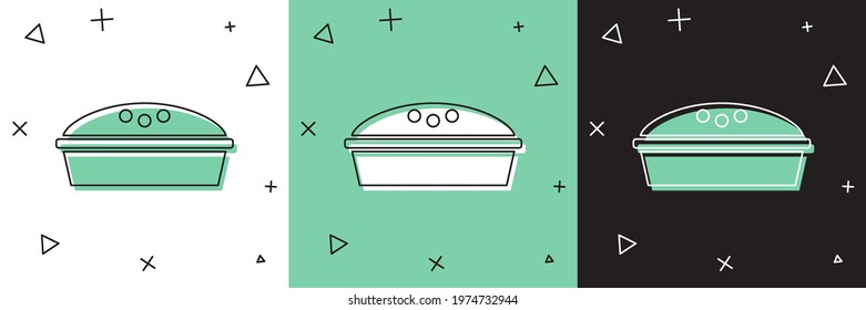 Set Homemade pie icon isolated on white and green, black background.  Vector