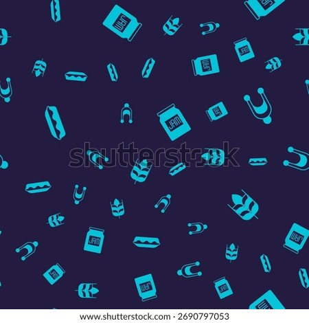 Set Homemade pie, Winter hat, Jam jar and Wheat on seamless pattern. Vector