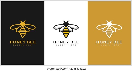 set of honey Bee animals logo vector