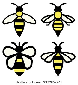 Set of Honey bee  icon, Vector illustration isolated on white background