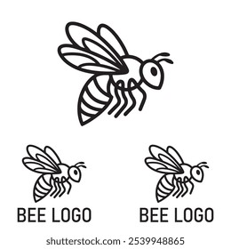 set of a Honey bee line art vector . bee silhouette, bee logo, icon, silhouette logo, bee carton vector