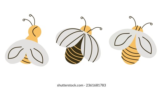 conjunto de abejas de miel - ilustración vectorial en dibujos animados