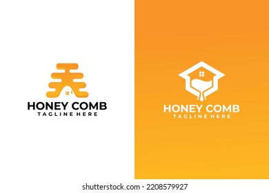 Set of honey comb logo design template
