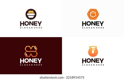 Vector de diseño de plantillas de logotipo de Honey Comb, Emblema, Concepto de diseño de miel, símbolo creativo,
