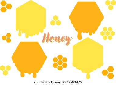 Set of Honey Dripping Honeycomb Frame Illustrations