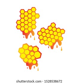 set of Honey droplets and honeycomb Logo Design vector sign symbol illustrations