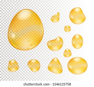Set of honey drops. Illustrations isolated on transparent background. Graphic concept for your design