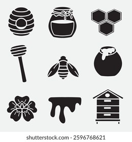 set of honey good for icon, logo, silhouette design, element design, etc