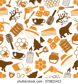 set of honey icons seamless pattern eps10