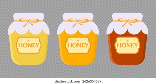 Set of honey jars. Dark and light  honey