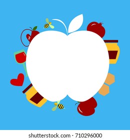 Set of honey labels, badges and design elements for Rosh Hashana, jewish new year. "Happy New Year"
