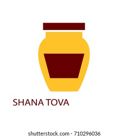 Set of honey labels, badges and design elements for Rosh Hashana, jewish new year. "Happy New Year"