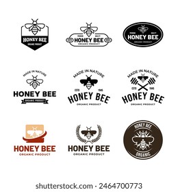 Set von Honey Logo Design Vorlage Illustration Vektorgrafik Grafik