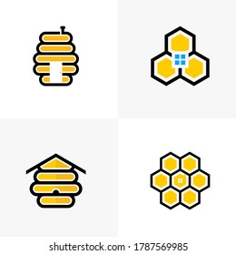 Diseño del icono del logotipo de Honey, Ilustración vectorial, Concepto de diseño del logotipo de House with Honey. Plantilla de logotipo de alimentos