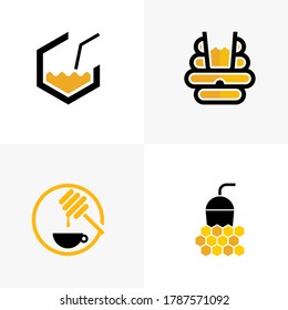 Set of Honey logo icon design, Vector illustration, Honey Logo Design Concept. Food logo template