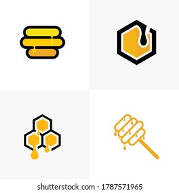 Set of Honey logo icon design, Vector illustration, Honey Logo Design Concept. Food logo template