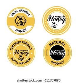 Set Honey Organic Certified Product Hundred Stock Vector (Royalty Free ...