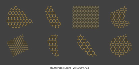 Conjunto de Elementos hexagonales de forma abstracta de panal