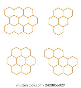 set of honeycomb bee icon on white background. flat style. honey comb sign.