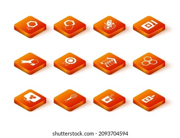 Set Honeycomb bee location, dipper stick, and hand, medal, Hive for bees, Jar of honey and  icon. Vector