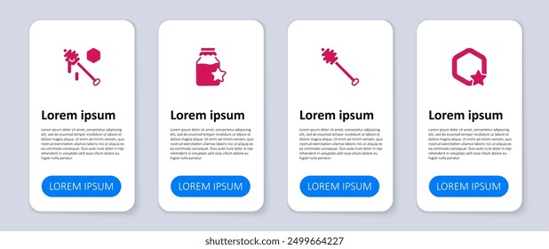 Set Honeycomb, dipper stick, Jar of honey and . Business infographic template. Vector