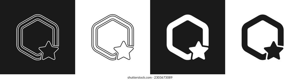 Set Honeycomb icon isolated on black and white background. Honey cells symbol. Sweet natural food.  Vector