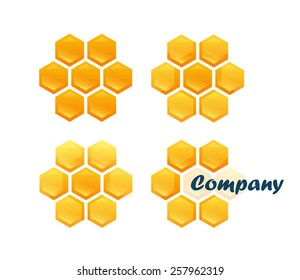 Set of Honeycomb logo isolated on white background, Vector Illustration in style design